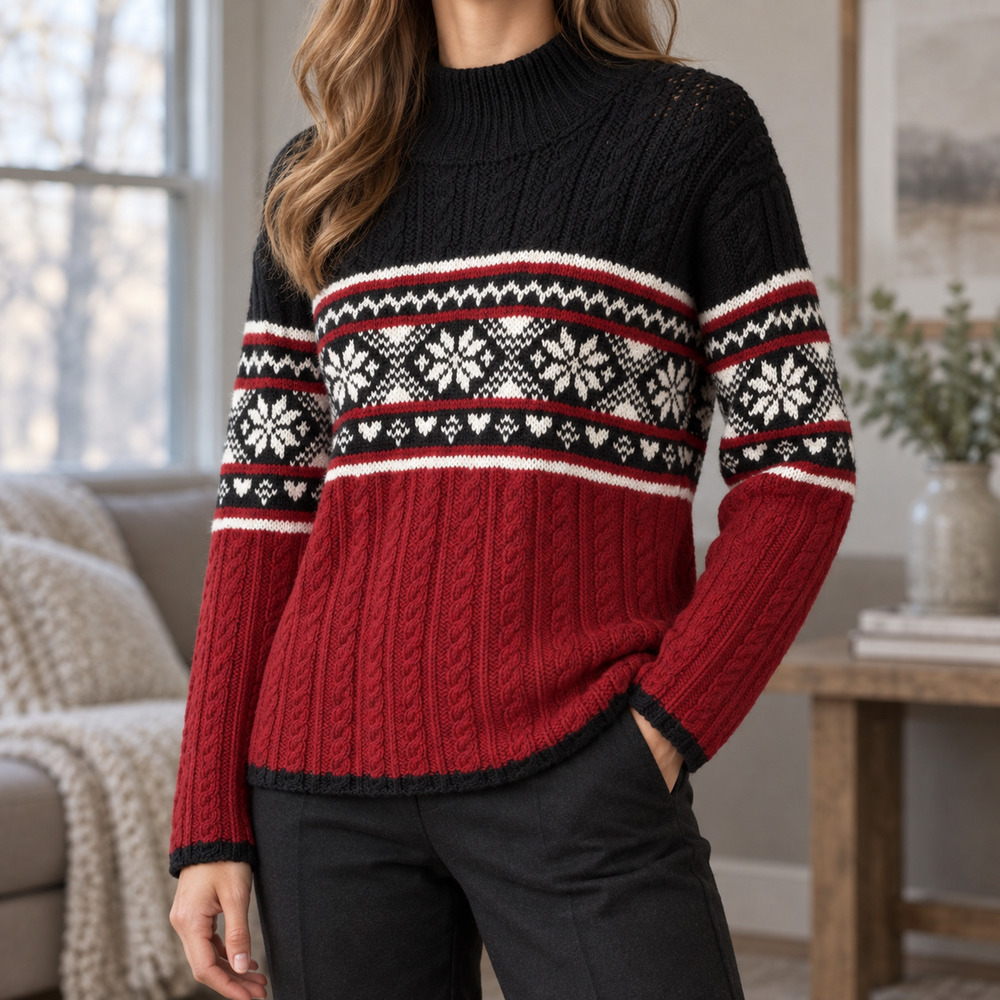 Lauren Ralph Lauren Women's M Hand Knit Wool Fair Isle Ski Sweater Vintage